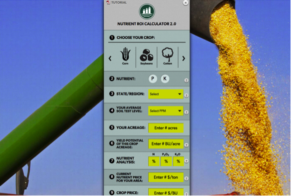agriculture apps - nutrient ROI calculator