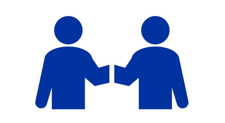 Two people shaking hands icon