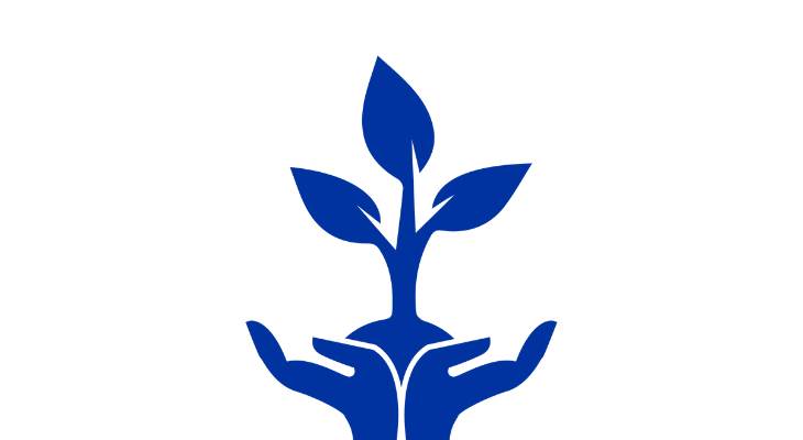 Two hands holding a growing plant icon